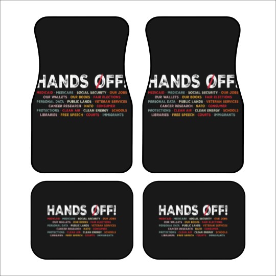 Discover Hands Off Protest Car Mats, Political Activism Car Mats, Save Public Lands Medicare Social Car Mats