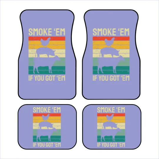 Discover Smoke Em If you Got Em BBQ - Funny Retro Smoking Car Mats
