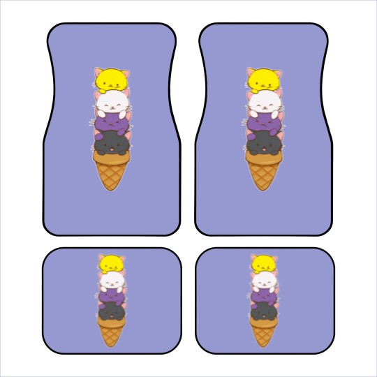 Discover Nonbinary Pride Flag Car Mats Non-binary Pride Flag Kawaii Cat Ice Cream Cone Nonbinary