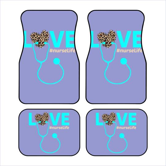 Discover Nurse Life RN LPN CNA Healthcare Cheetah Heart Car Mats
