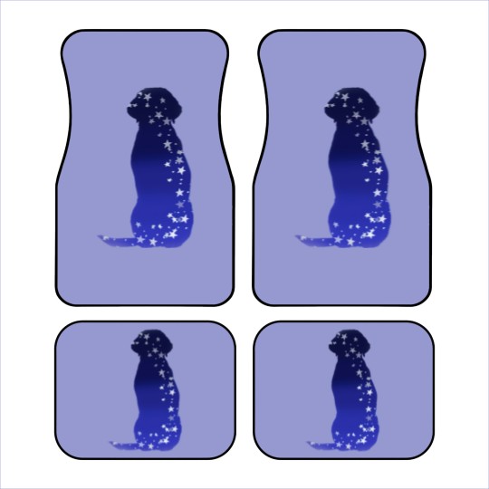 Discover Cosmic dog silhouette in blue with stars Car Mats