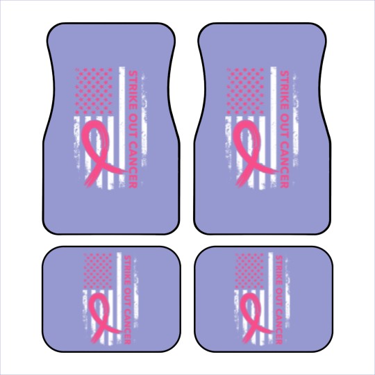 Discover Strike Out Cancer US Flag Car Mats