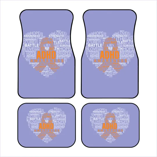 Discover ADHD awareness words cloud heart support proud ADHD warrior Car Mats