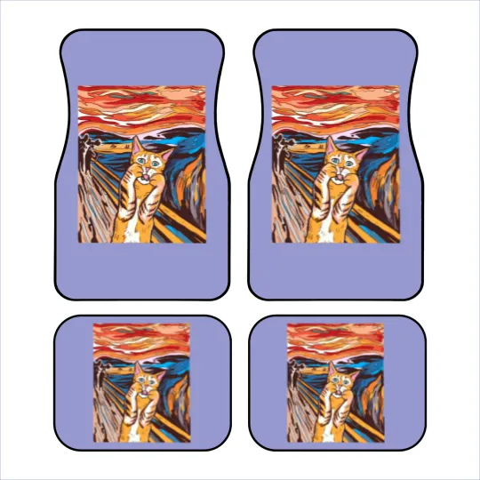 Discover Scream Car Mats Funny Tabby Cat Scream Edvard Munch's Painting The Scream