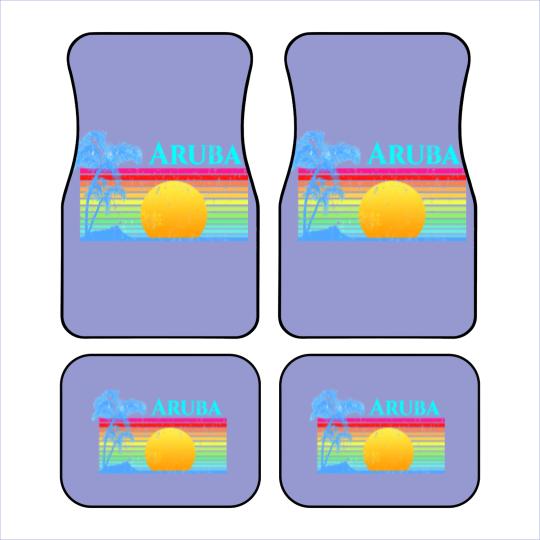 Discover Retro Beach Aruba Sunset - Aruba - Car Mats
