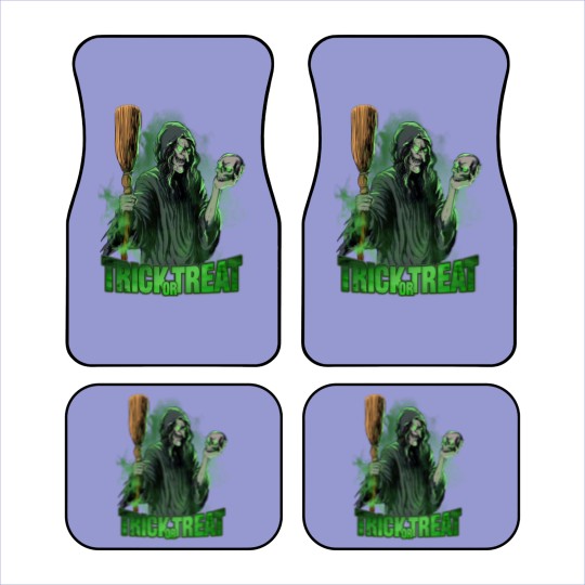 Discover Scary evil Witch with Skull and Broom Halloween Car Mats