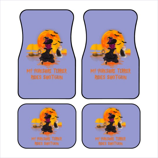 Discover My Yorkshire Terrier Rides Shotgun Dog and Witch Halloween Car Mats