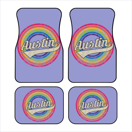 Discover Austin- Retro Rainbow Faded-Style - Austin - Car Mats