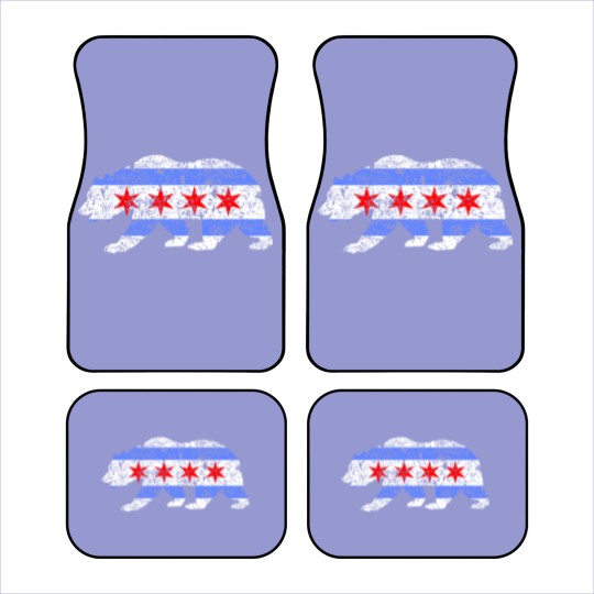 Discover Chicago City Flag Distressed Bear Car Mats