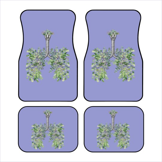 Discover Lung Anatomy, green leaves, Cancer Awareness - Lungs - Car Mats