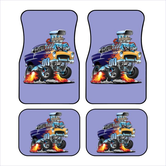 Discover Classic Fifties Hot Rod Muscle Car Cartoon - Car - Car Mats