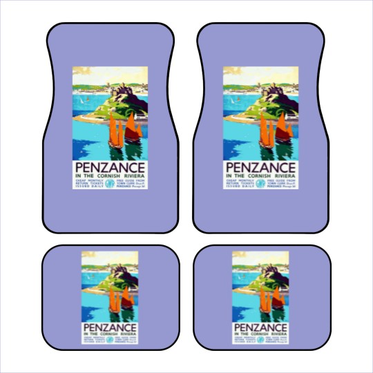 Discover Penzance in the Cornish Riviera - Vintage British Travel Poster Art - Travel - Car Mats