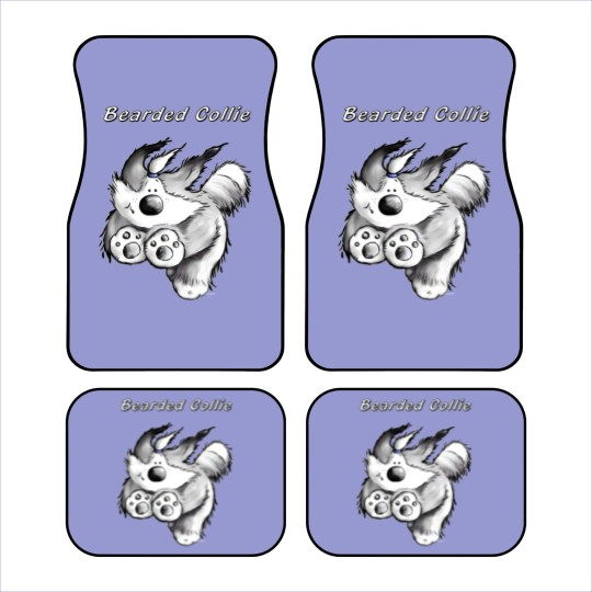 Discover Running Bearded Collie - Dog Cartoon - Gift Car Mats