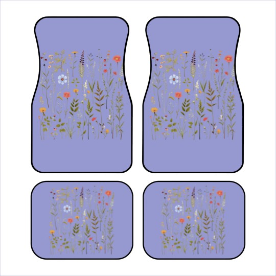 Discover Dried Wildflowers Car Mats Boho Style Pressed Wild Flower Car Mats