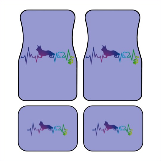 Discover Cardigan Welsh Corgi T-ShirtCardigan Welsh corgi Colorful Heartbeat, Heart & Dog Paw Car Mats Car Mats