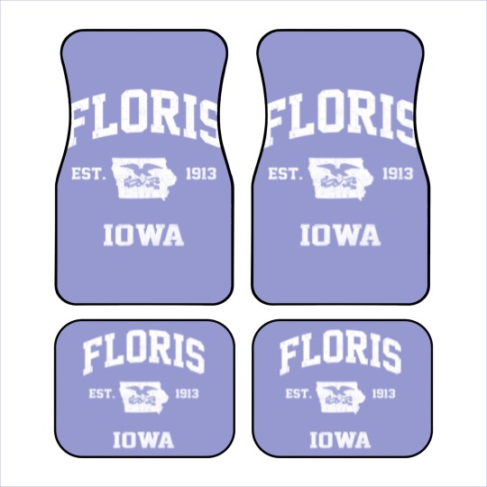 Discover Floris Iowa IA Vintage State Athletic Style Car Mats