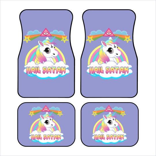 Discover Hail Satan Unicorn Rainbow Painting Drawing Design Car Mats