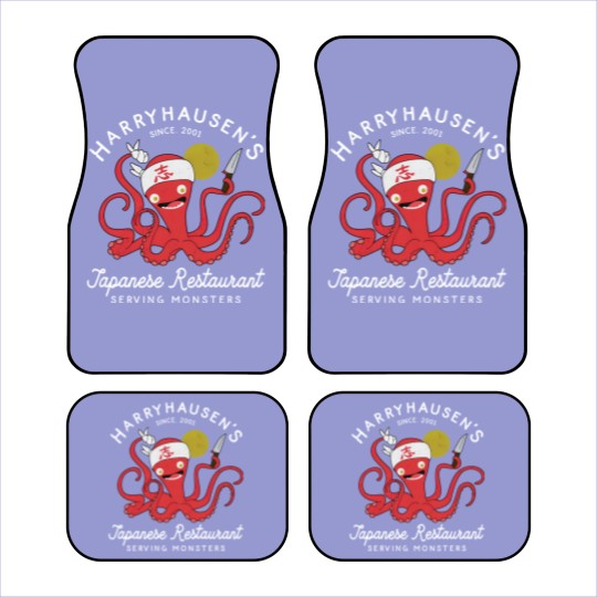 Discover Retro Octopus Chef Harryhausen's Japanese Restaurant Car Mats