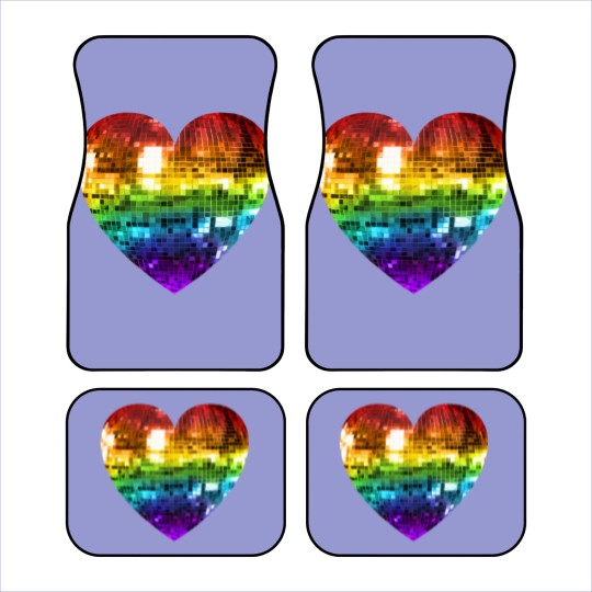 Discover Rainbow Disco Ball Heart  Classic Car Mats