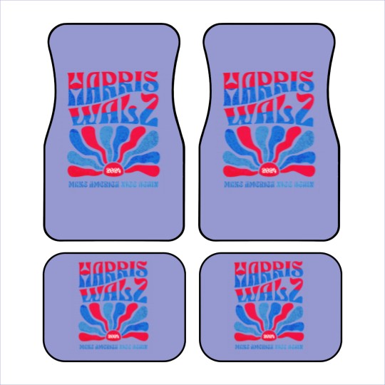 Discover Harris Walz 2024 Vintage Boho Groovy Retro red Blue Kamala Harris 2024 - Harris Walz 2024 - Car Mats