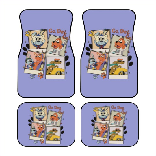Discover Go Dog Go Polaroid Car Mats | Vintage Go Dog Go Car Mats | Go Dog Go Family Birthday Car Mats | Dog Birthday Party Car Mats
