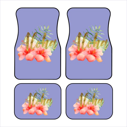 Discover Tropical Leaves Hibiscus Floral Watercolor Aloha Car Mats