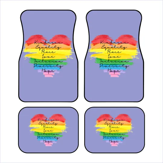 Discover Kindness Equality Peace Love Inclusion Diversity Hope Car Mats, LGBT Rainbow Car Mats
