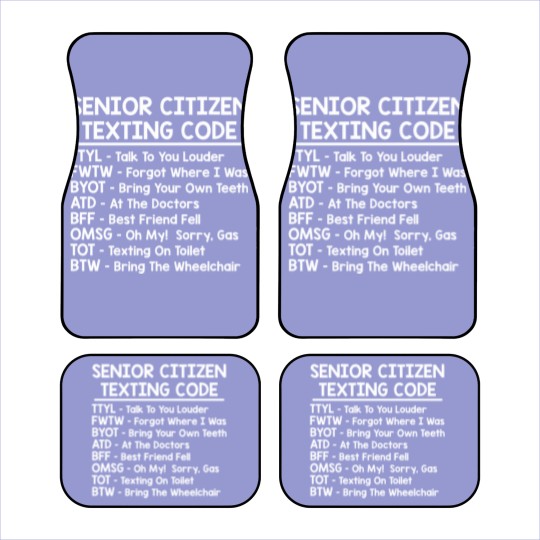 Discover Senior Citizen Texting Codes Car Mats
