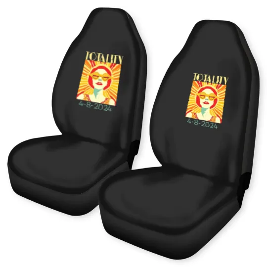 Discover Solar Eclipse Car Seat Covers April 8 2024, Totality Eclipse Car Seat Covers 4-8-24, Art Deco Solar Eclipse Car Seat Covers