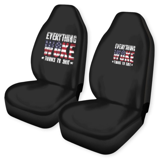 Discover Everything Woke turns to Shit Vintage USA Flag - Everything Woke Turns To Shit - Car Seat Covers