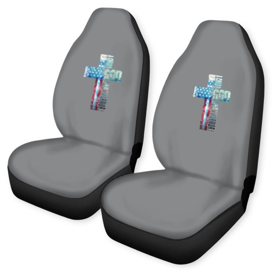 Discover Faith Cross American Flag Car Seat Covers Christ Jesus Religious Car Seat Covers