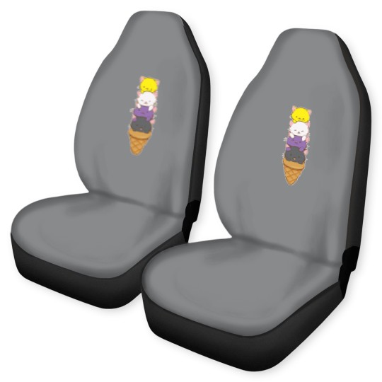 Discover Nonbinary Pride Flag Car Seat Covers Non-binary Pride Flag Kawaii Cat Ice Cream Cone Nonbinary