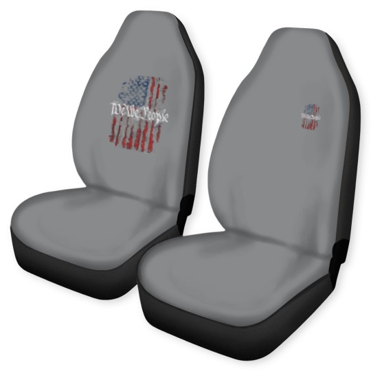 Discover Defending Freedom Collection We The People American Flag Short Sleeve Car Seat Covers-Black-XL