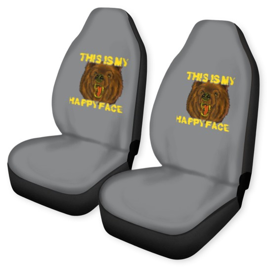 Discover This Is My Happy Face Funny Grizzly Bear Car Seat Covers