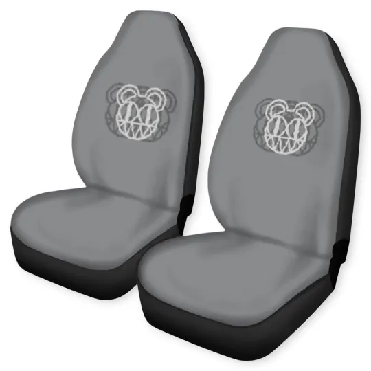Discover Radio Bear Retro Minimalist Color Design Grey - Bear - Car Seat Covers