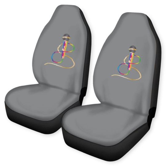 Discover stylish microphone with rainbow handle Car Seat Covers