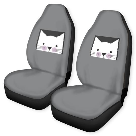 Discover Peek-a-Boo Kitty, Black and White with Lavender Cheeks - Cats - Car Seat Covers