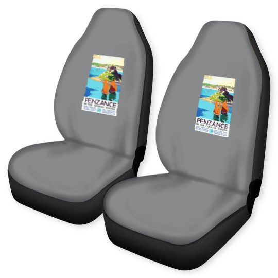 Discover Penzance in the Cornish Riviera - Vintage British Travel Poster Art - Travel - Car Seat Covers
