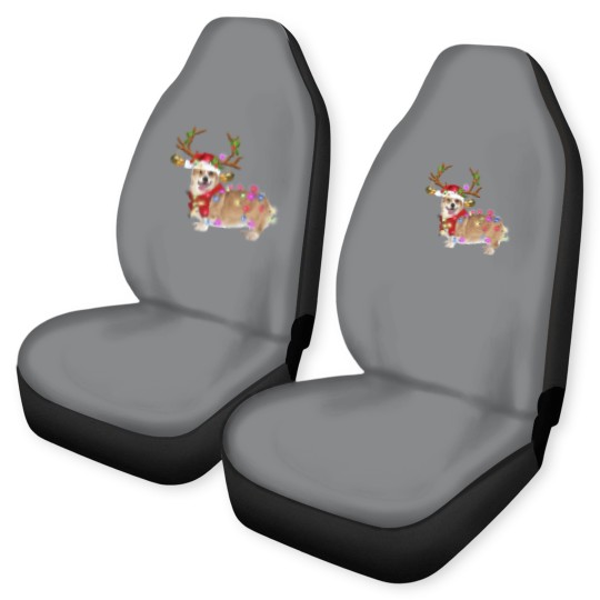 Discover Christmas Corgi Reindeer Car Seat Covers, Santa's Hat Corgi Car Seat Covers