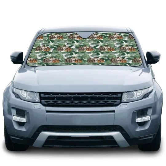 Discover Love Fall Y'All Car Sun Shades, Leopard Pumpkin Print Fall Car Sun Shades