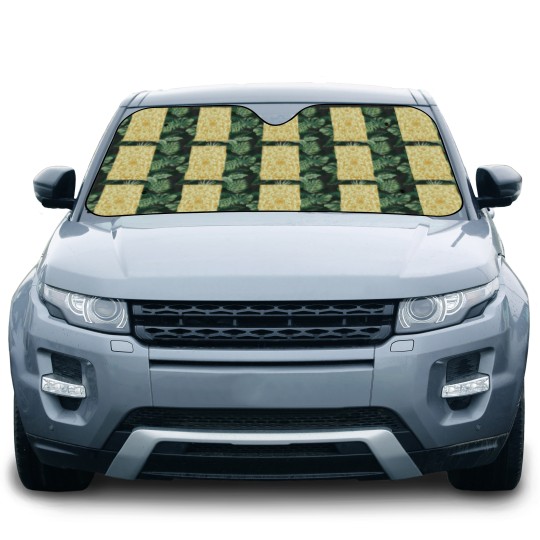 Discover yellow-gold pattern with flower motifs Car Sun Shades