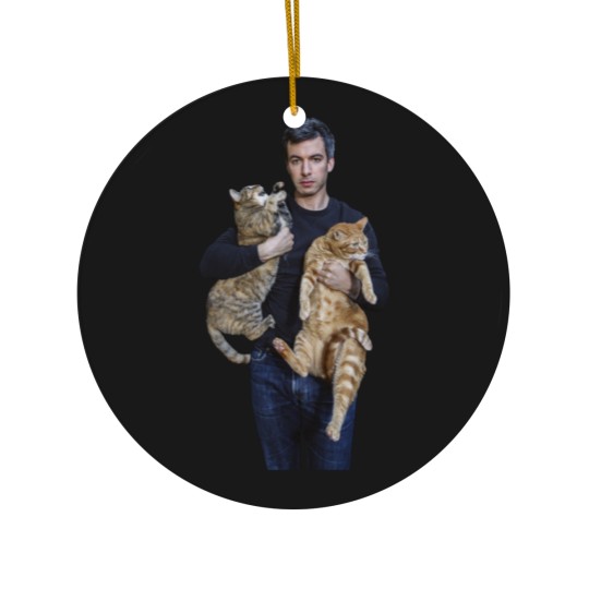Discover Nathan Fielder and His Cats Classic Ceramic Ornaments