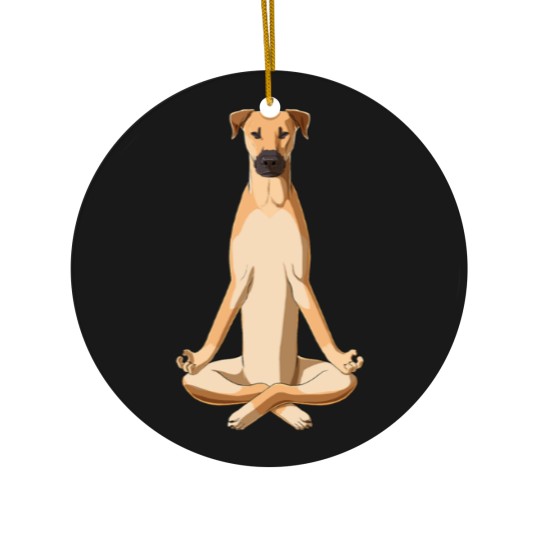Discover Black Mouth Cur Dog meditate Ceramic Ornaments