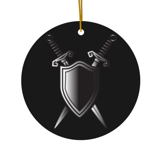 Discover Shield With 2 Swords Crossed Ceramic Ornaments