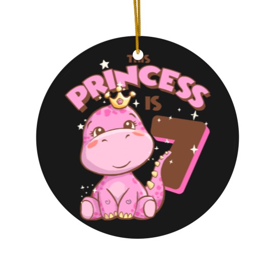 Discover Dinosaur T- Ceramic Ornaments This Princess is 7 Girls 7th Birthday Pink Dinosaur Party T- Ceramic Ornaments