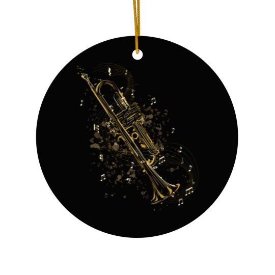 Discover Trumpet instrument with musical notes Ceramic Ornaments