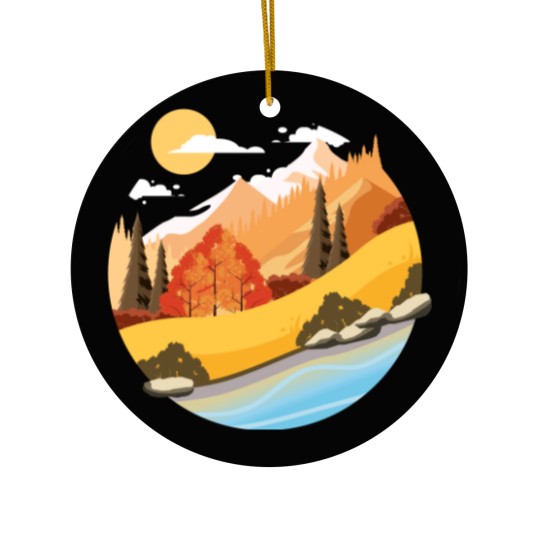 Discover Mountain Vibes Unisex V Neck Ceramic Ornaments
