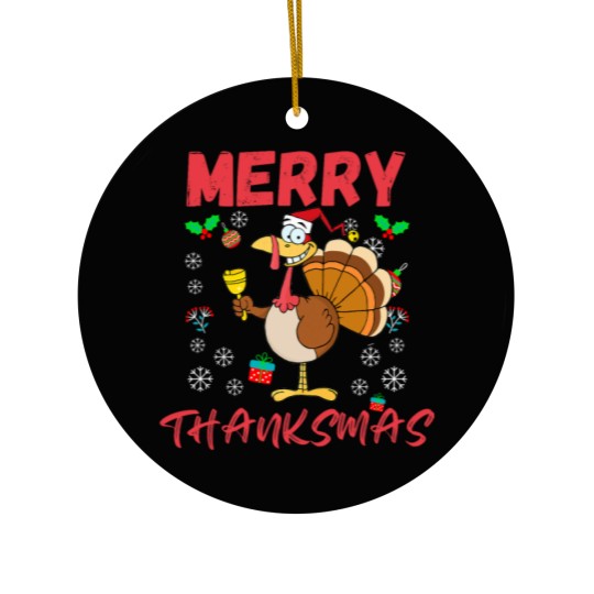 Discover Merry Thanksmas Funny Thanksgiving and Christmas 2024 Combo Ceramic Ornaments