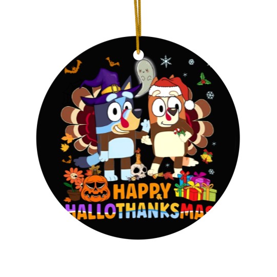Discover BlueyDad Bingo Halloween Thanksgiving Ceramic Ornaments