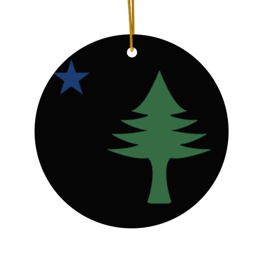 Discover Maine 1901 Original Tree and Star Flag Active Ceramic Ornaments
